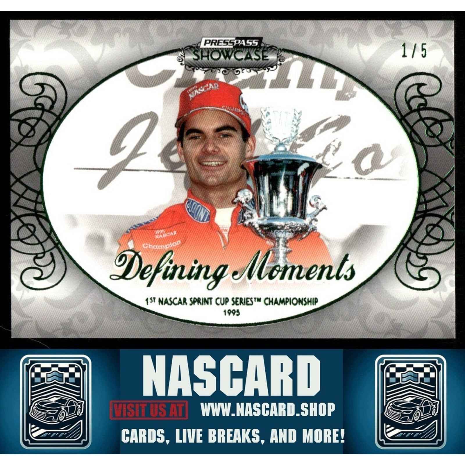 2012 Press Pass Showcase - Defining Moments Jeff Gordon Green #45 1/5 - NASCARD.shop