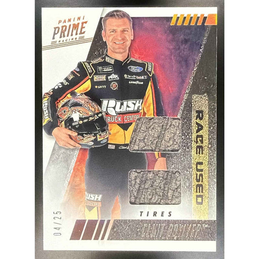 2019 Panini Prime Clint Bowyer #RUD-CB Race Used Duals Tires Holo Gold 4/25