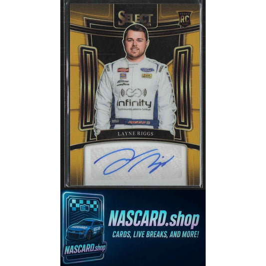 2024 Panini Select #S-LRG Layne Riggs Signatures Gold Prizms #/10 RC