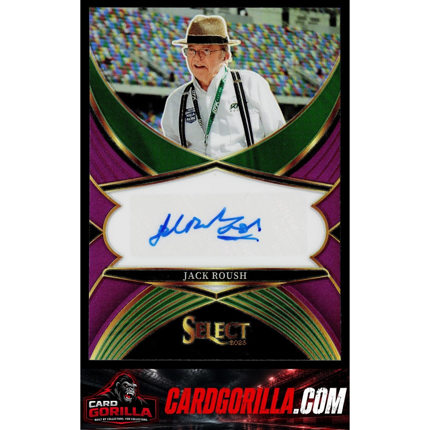2025 Panini Select #LS-JRH Jack Roush Legendary Signatures Purple Prizms #/49