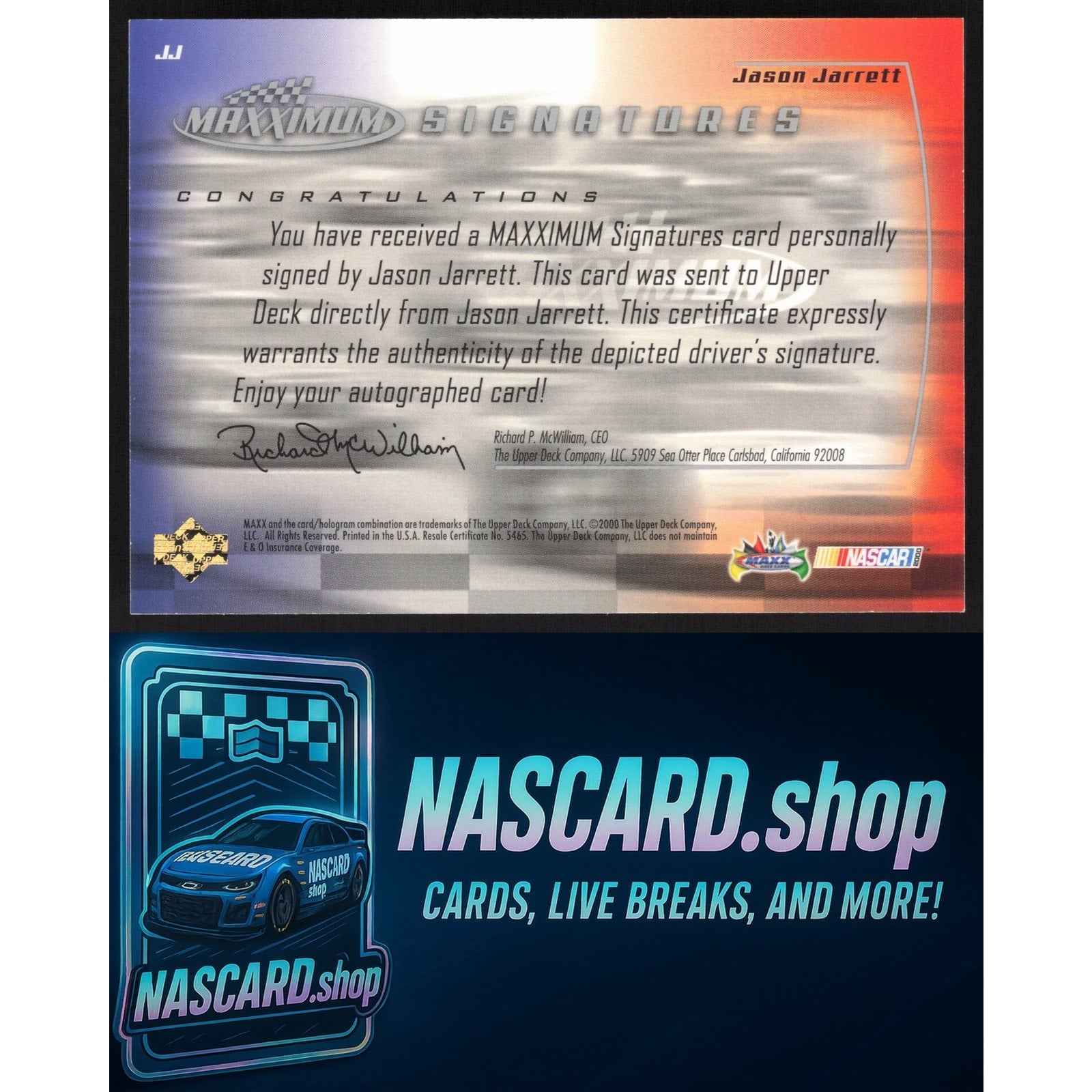 2000 Maxximum #JJ Jason Jarrett Signatures