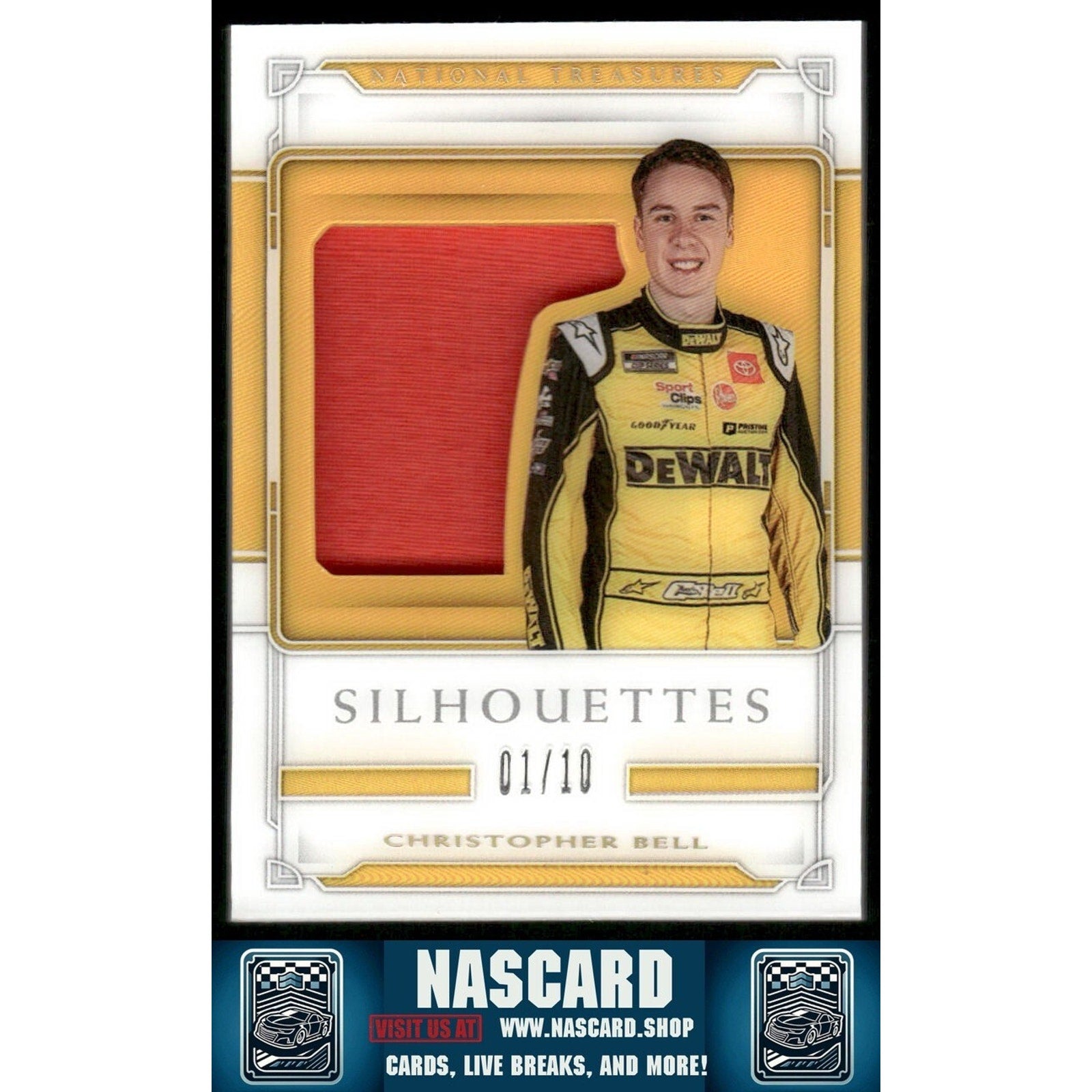 2021 Panini National Treasures Silhouettes Holo Gold Christopher Bell 01/10 - NASCARD.shop