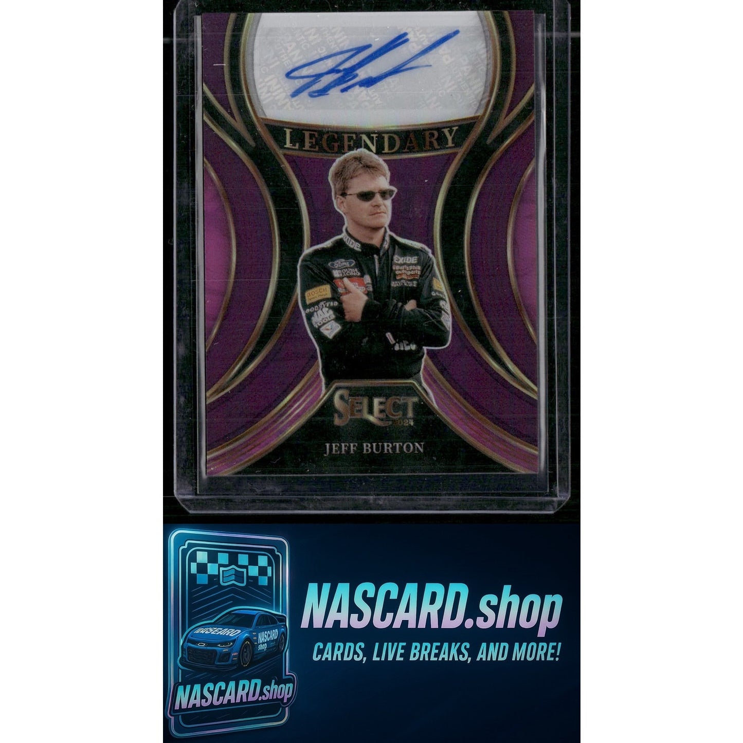2024 Panini Select #LS-JBT Jeff Burton Legendary Signatures Purple Prizms #/35 - NASCARD.shop