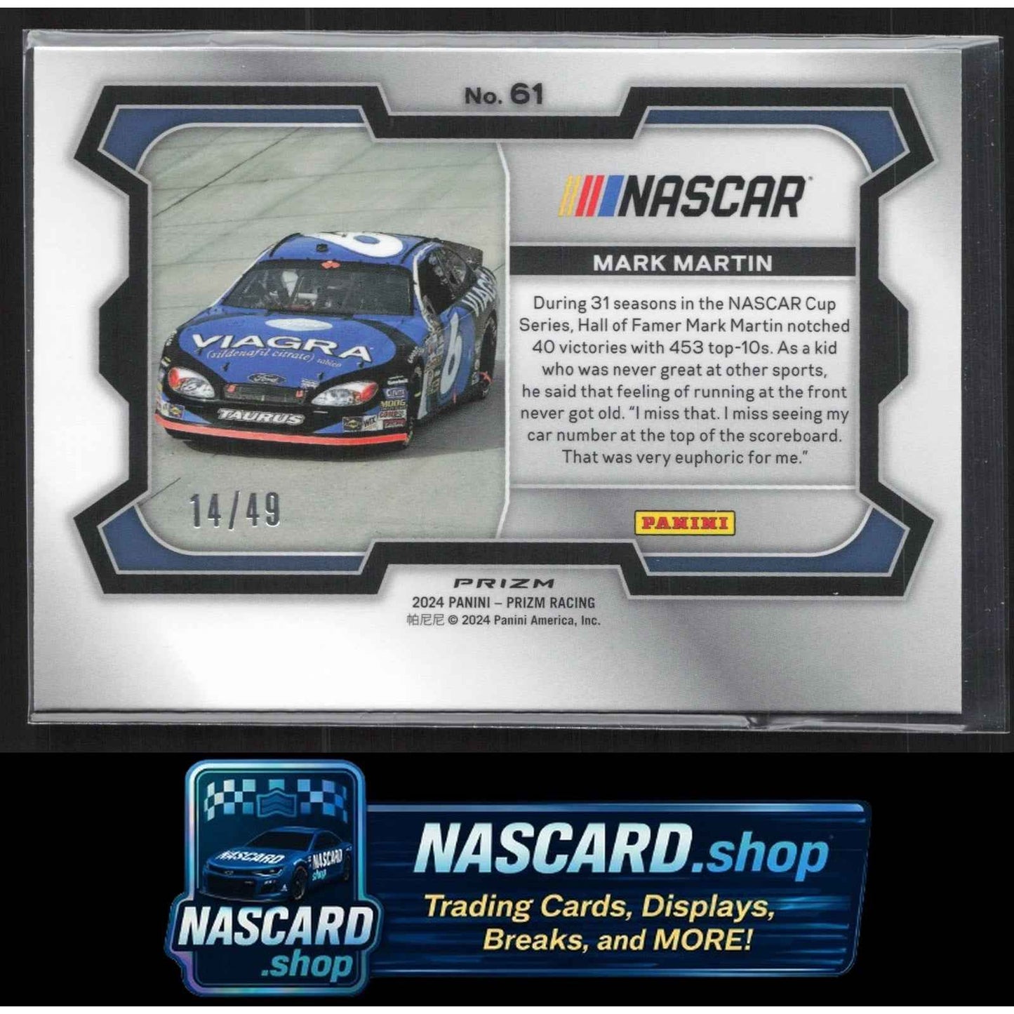 2024 Panini Prizm #61 Mark Martin Carolina Blue #/49