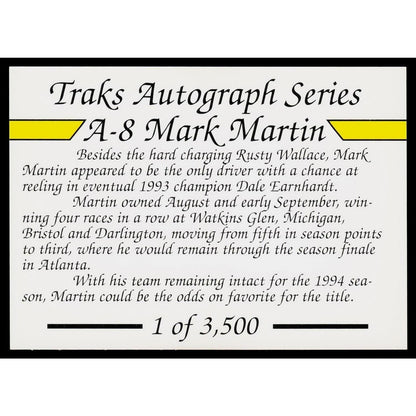 1994 Traks #A-8 Mark Martin Autograph Series