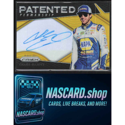 2018 Panini Prizm #PP-CE Chase Elliott Patented Penmanship Gold Prizm #/9
