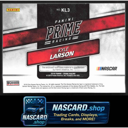 2018 Panini Prime #KL3 Kyle Larson Prime Jumbo Associate Sponsor #1/1