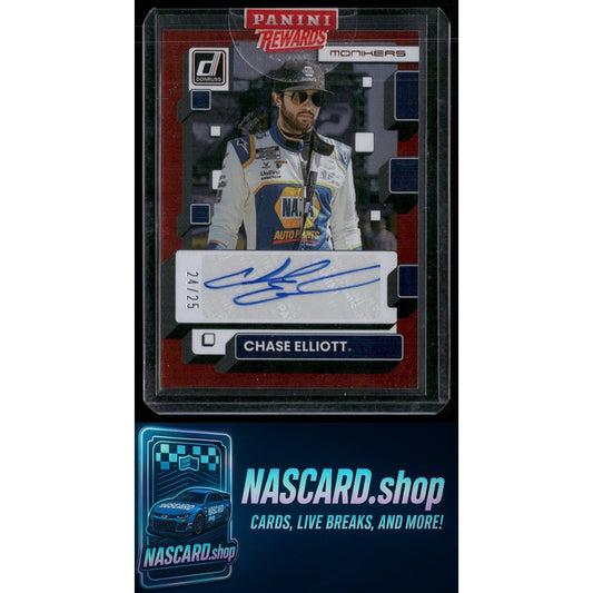 2023 Donruss #M-CE Chase Elliott Monikers Red #24/25 - NASCARD.shop