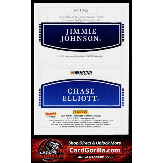 2025 National Treasures Chase Elliott Jimmie Johnson Team Duals #/75