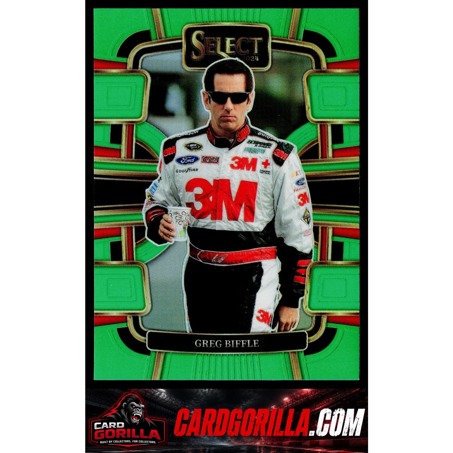2024 Panini Select #8 Greg Biffle Neon Green Prizms #/75