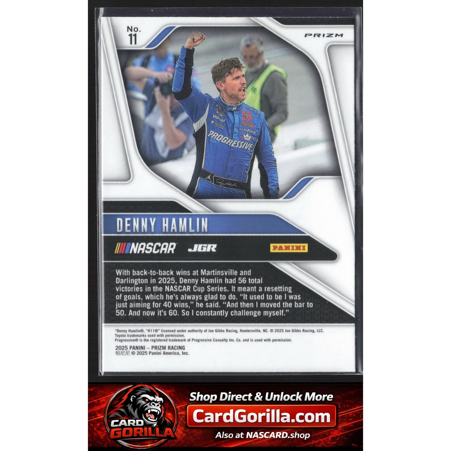 2025 Panini Prizm #11 Denny Hamlin White Sparkle