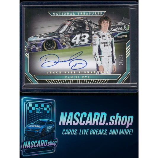 2024 Panini National Treasures Daniel Dye Track Pass Signatures Holo Silver #/25