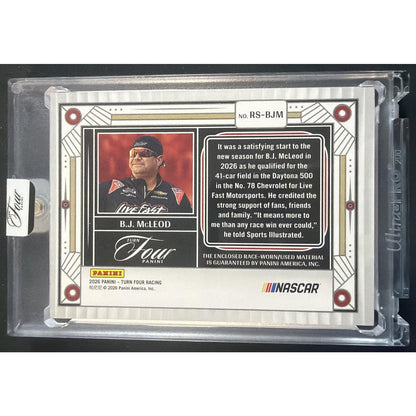 2026 Panini Turn Four Racing B.J. McLeod #9 Race Shoe Swatches Gold /10 MEM