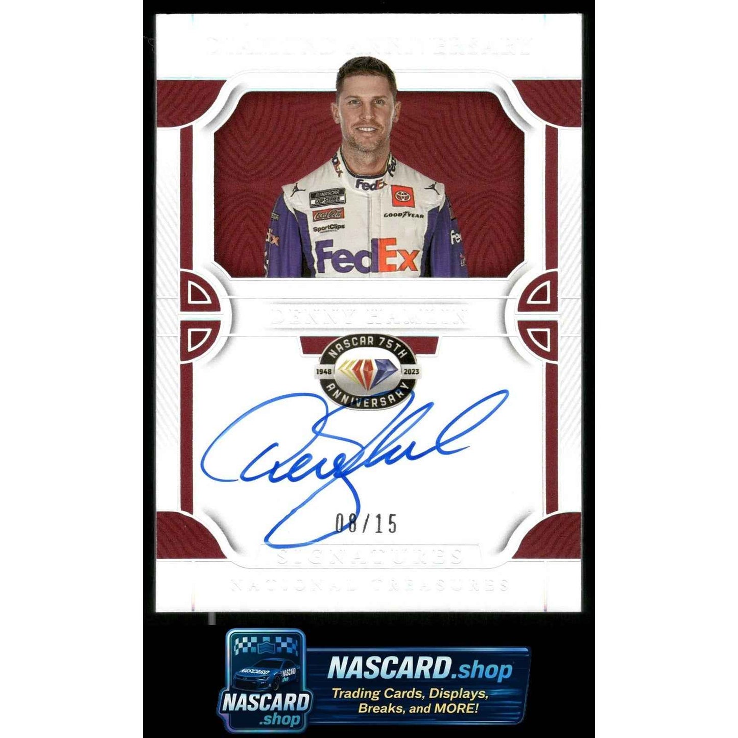 2023 National Treasures Denny Hamlin Diamond Anniversary Signatures Silver /15
