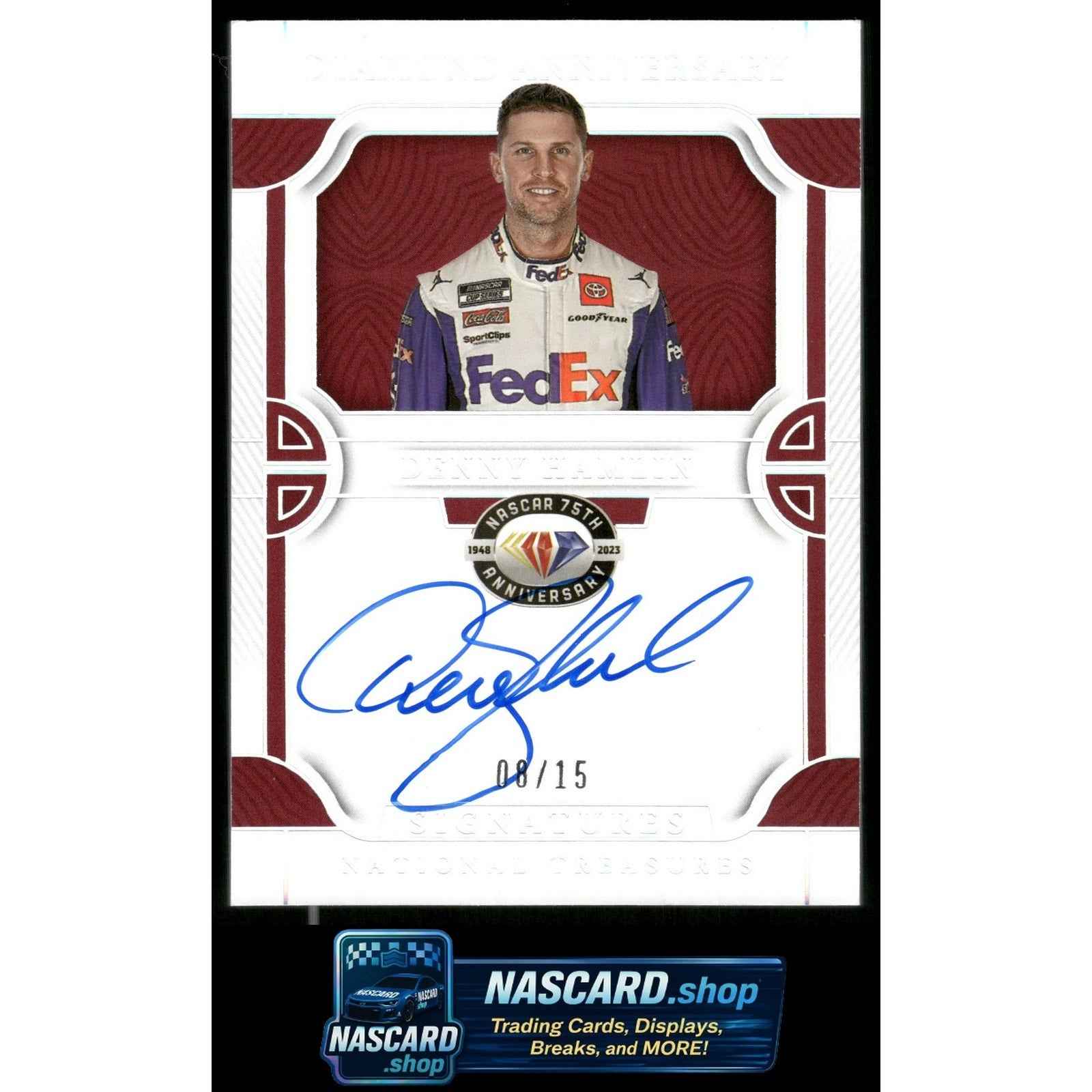 2023 National Treasures Denny Hamlin Diamond Anniversary Signatures Silver /15