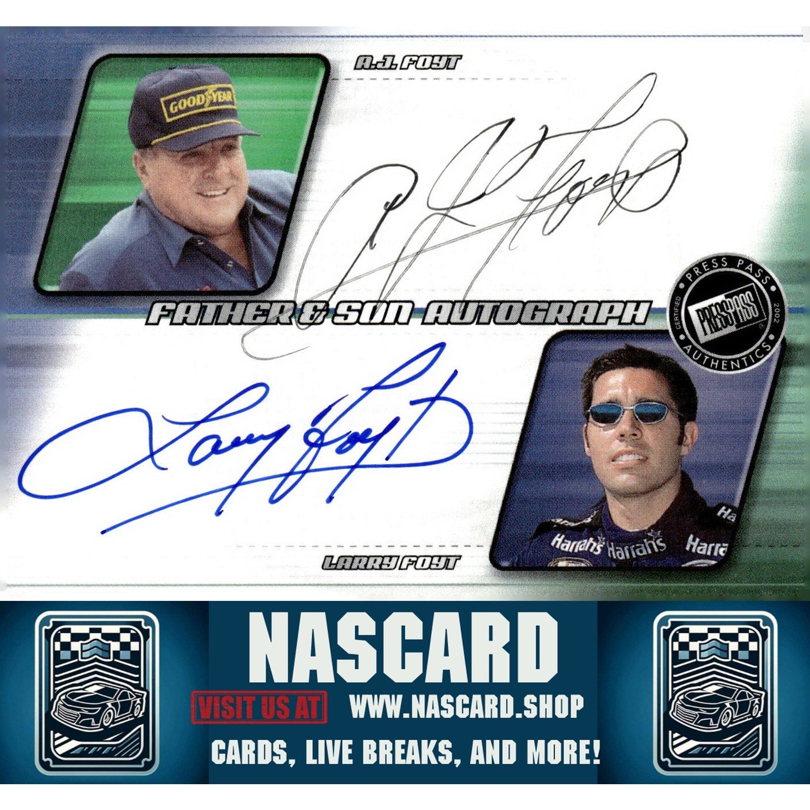2002 Press Pass Eclipse A.J. Foyt / Larry Foyt Father and Son Autographs #/100 - NASCARD.shop