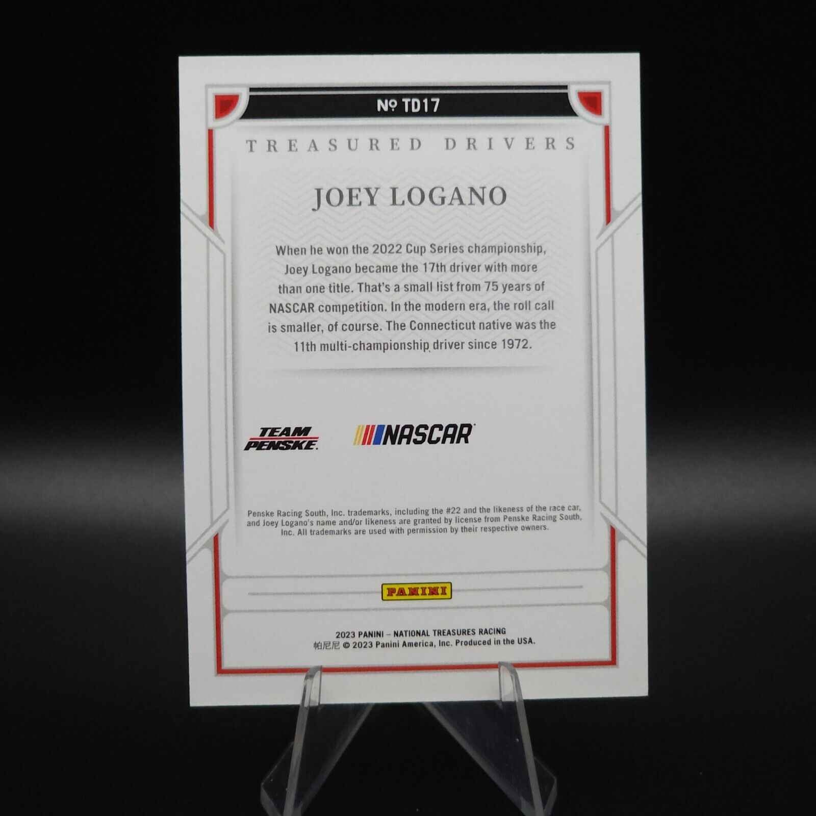 2023 Panini National Treasures - Treasured Drivers #TD17 Joey Logano /25 - NASCARD.shop