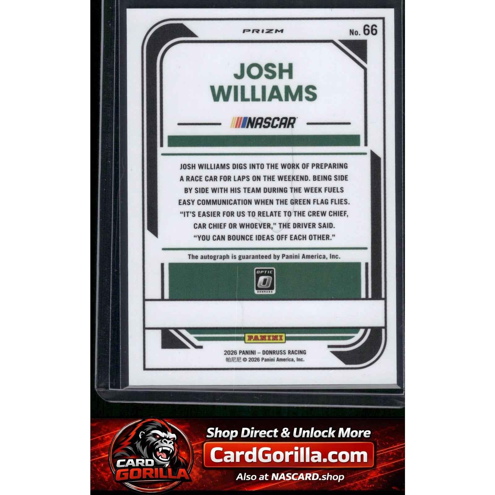 2026 Donruss #66 Josh Williams Optic Signatures