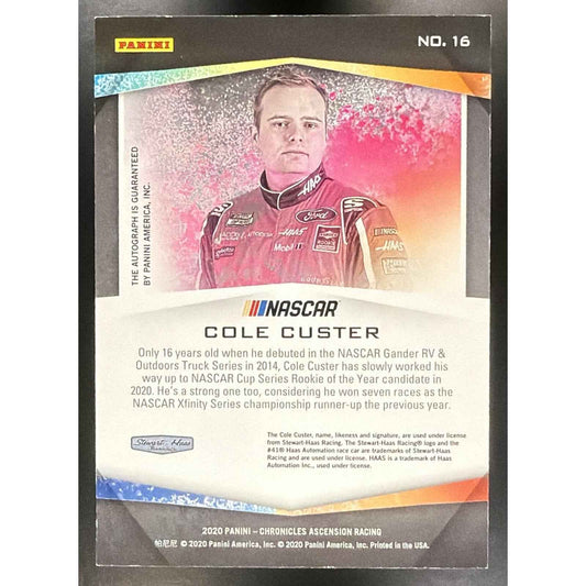 2020 Panini Chronicles Cole Custer #16 Ascension Auto Gold /10 RC
