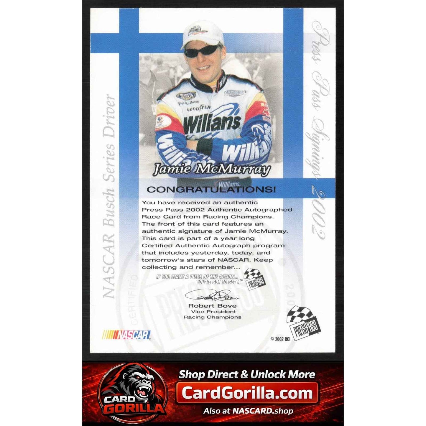 2002 Press Pass #NNO Jamie McMurray Signings