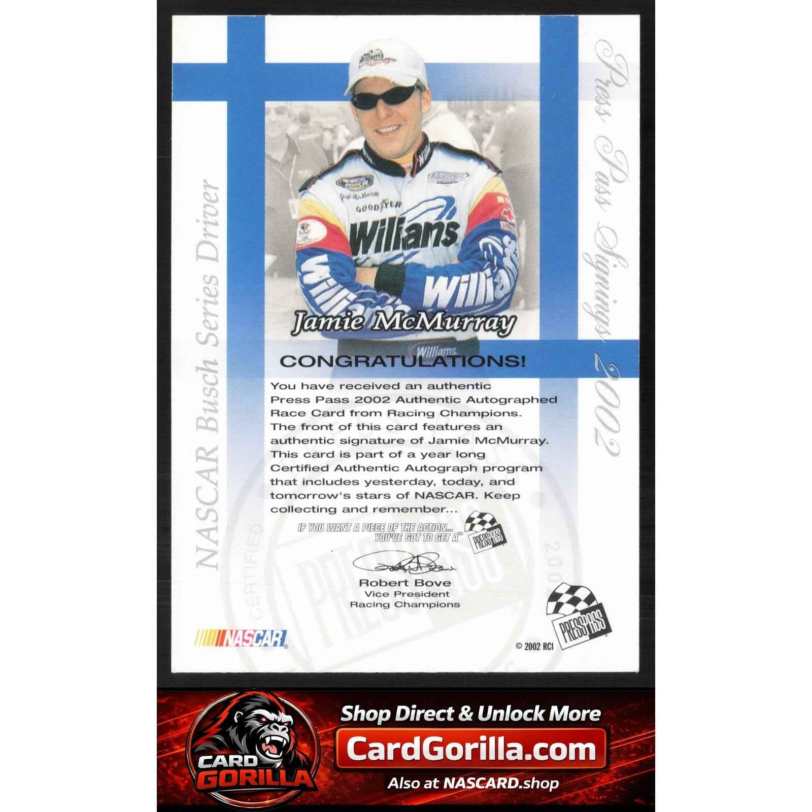 2002 Press Pass #NNO Jamie McMurray Signings