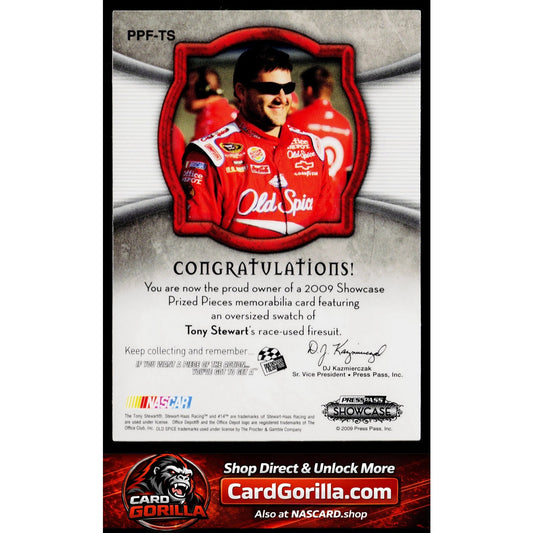 2009 Press Pass Showcase Tony Stewart Prized Pieces Firesuit #/25