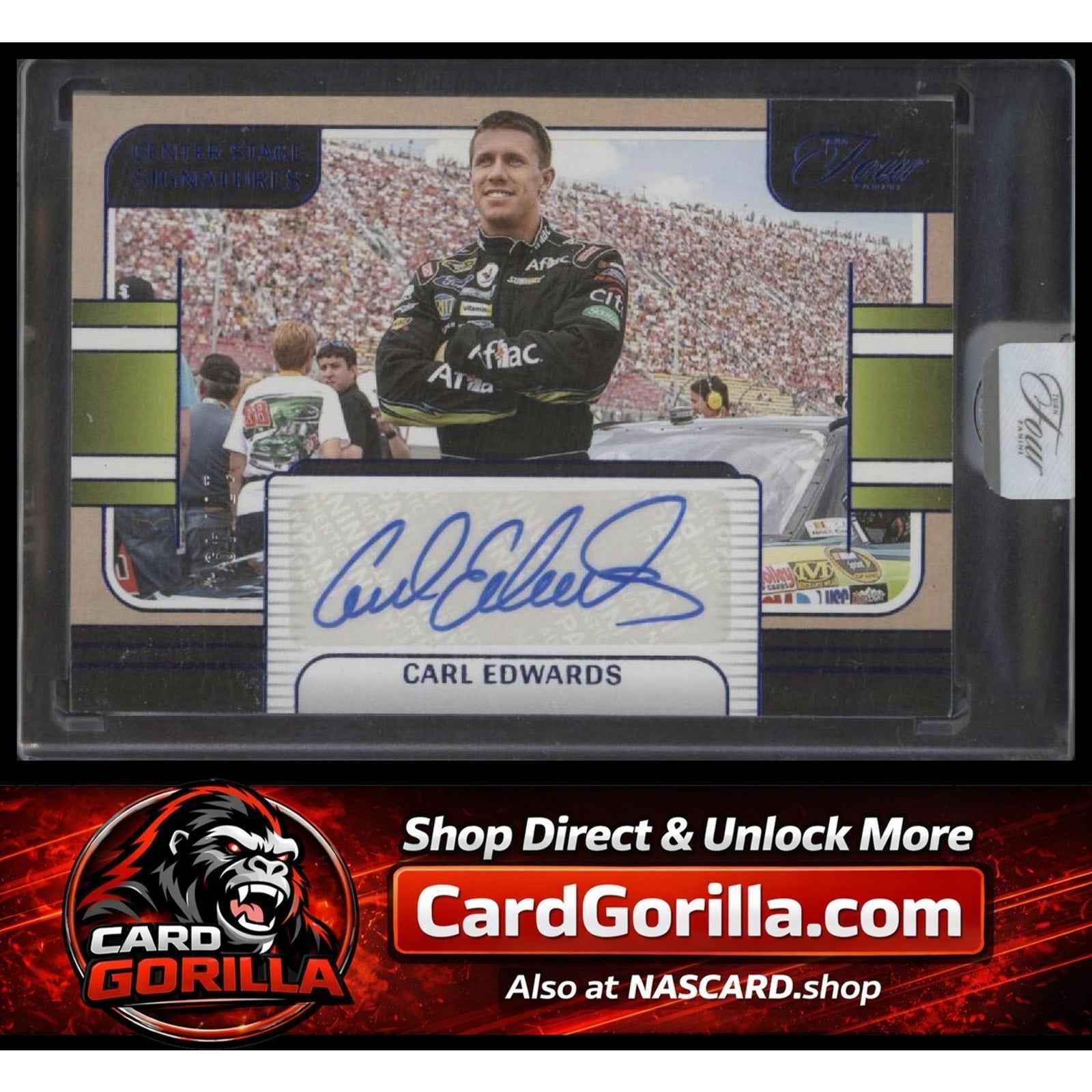 2025 Panini Turn Four #CSS-CEW Carl Edwards Center Stage Signatures Blue #/49