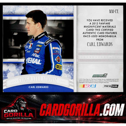2012 Press Pass Fanfare #MM-CE Carl Edwards Magnificent Materials Gold #/125