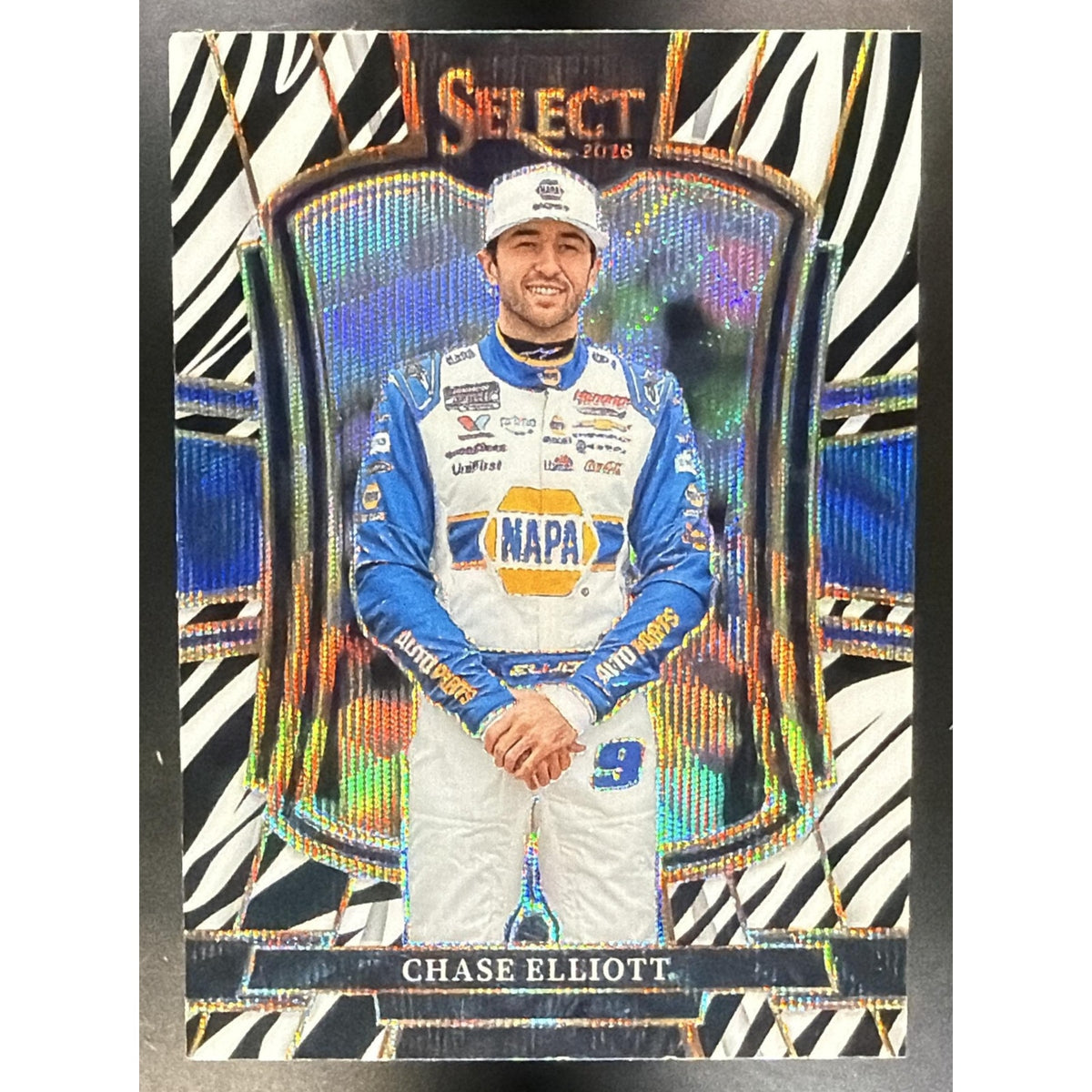 2026 Panini Select NASCAR Chase Elliott #222 Set - Trackside Zebra Prizms