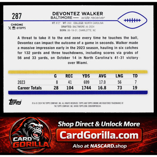 2024 Topps Chrome #287 Devontez Walker Sepia Refractor