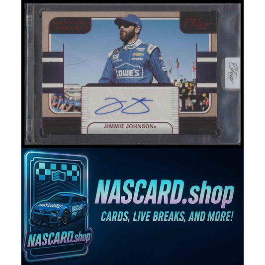 2025 Panini Turn Four #CSS-JJN Jimmie Johnson Center Stage Signatures Red #/15