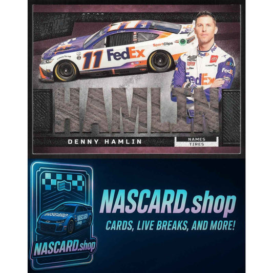 2023 Panini Prime #N-DHA Denny Hamlin Names Tires #/99