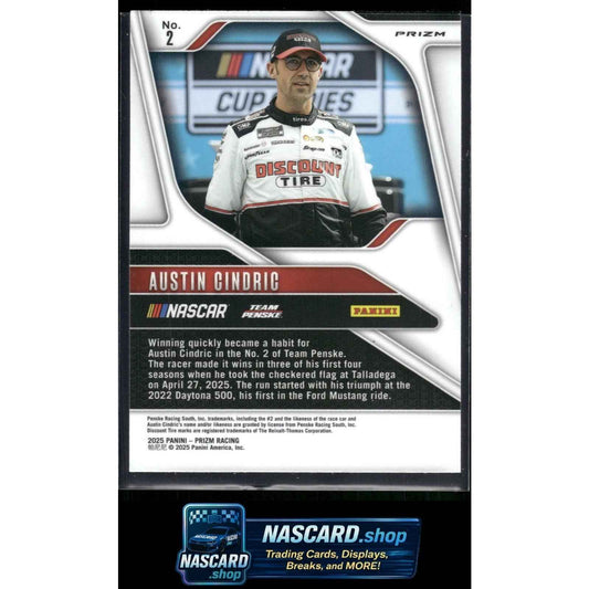 2025 Panini Prizm #2 Austin Cindric White Sparkle