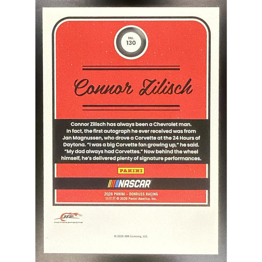 2026 Panini Donruss NASCAR Racing Connor Zilisch #130 Retro Numbers /100