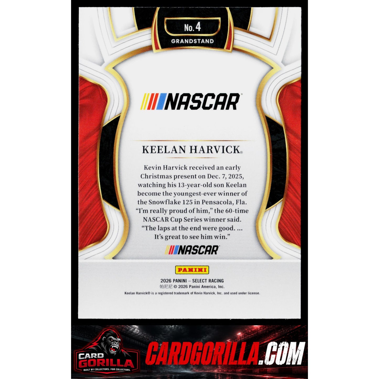 2026 Panini Select #4 Keelan Harvick RC