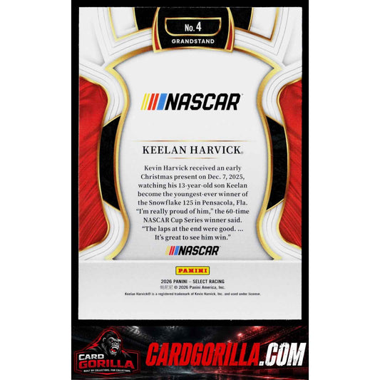 2026 Panini Select #4 Keelan Harvick RC