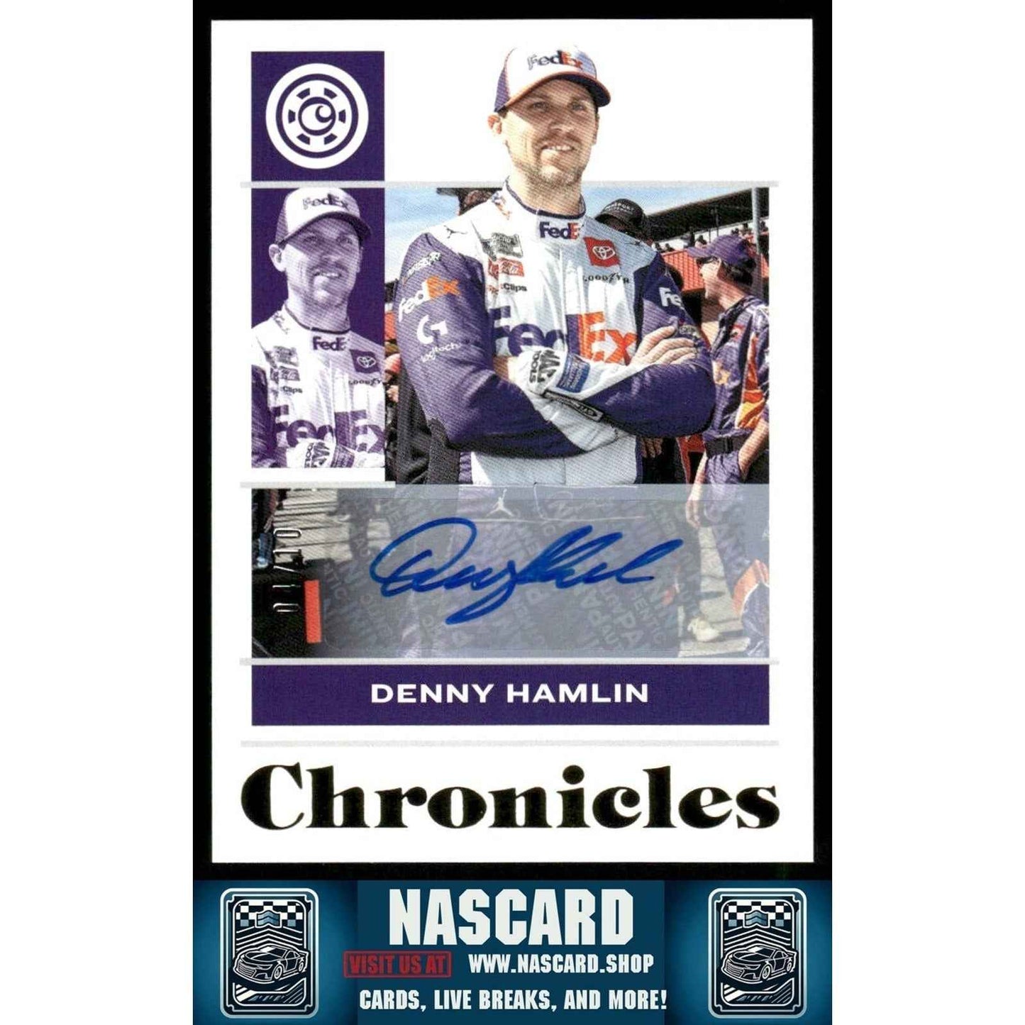 2022 Panini Chronicles - Autographs Gold Denny Hamlin #9 /10