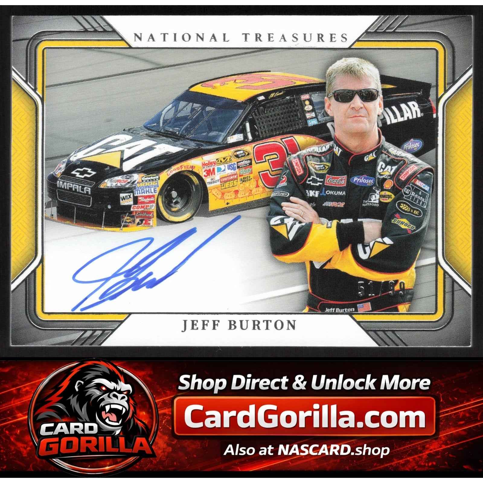 2025 Panini National Treasures #TPS-JBT Jeff Burton Track Pass Signatures #/99