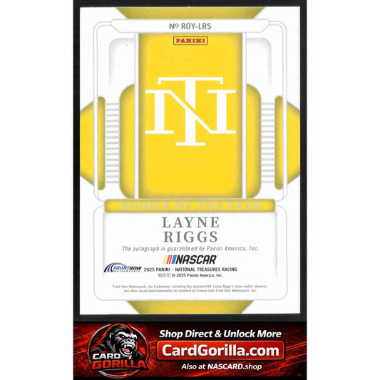 2025 Panini National Treasures Layne Riggs Rookie Of The Year Auto #/99