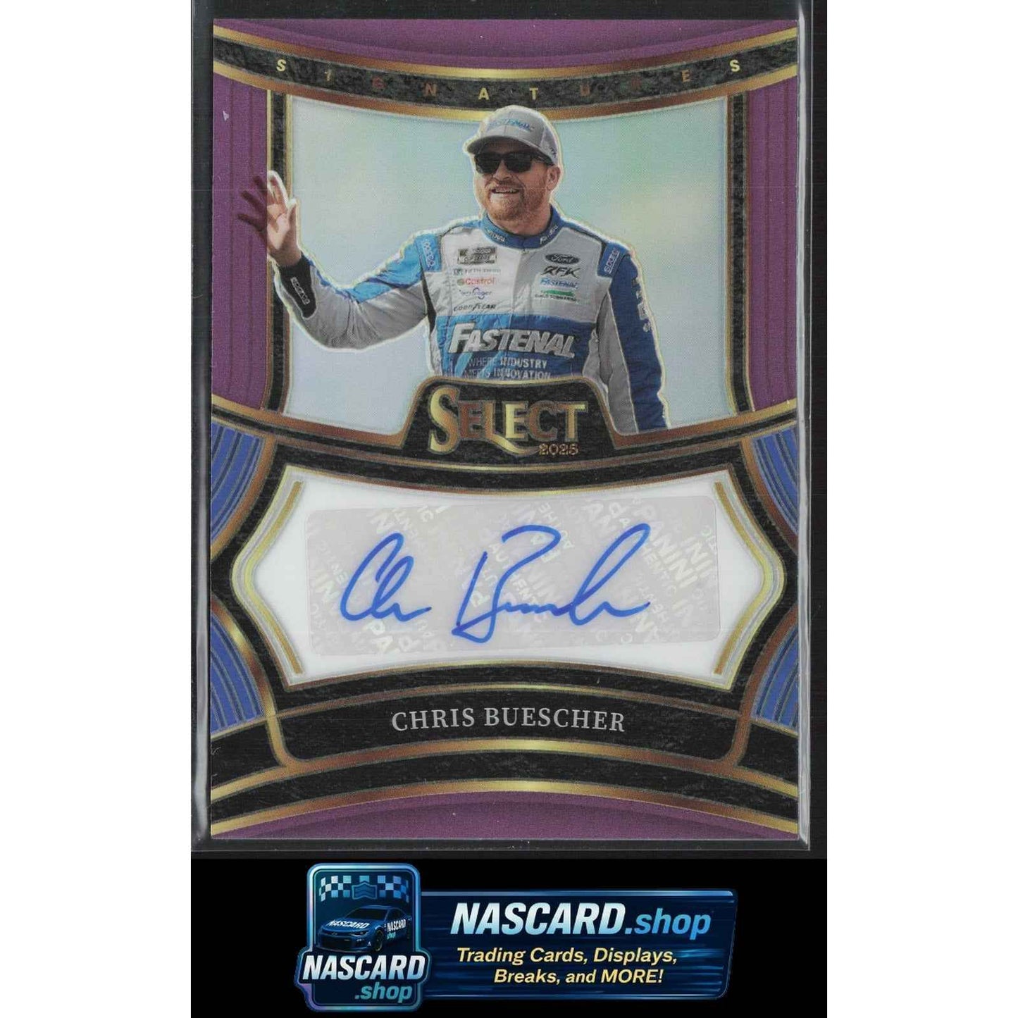 2025 Panini Select #S-CBR Chris Buescher Signatures Purple Prizms #/49