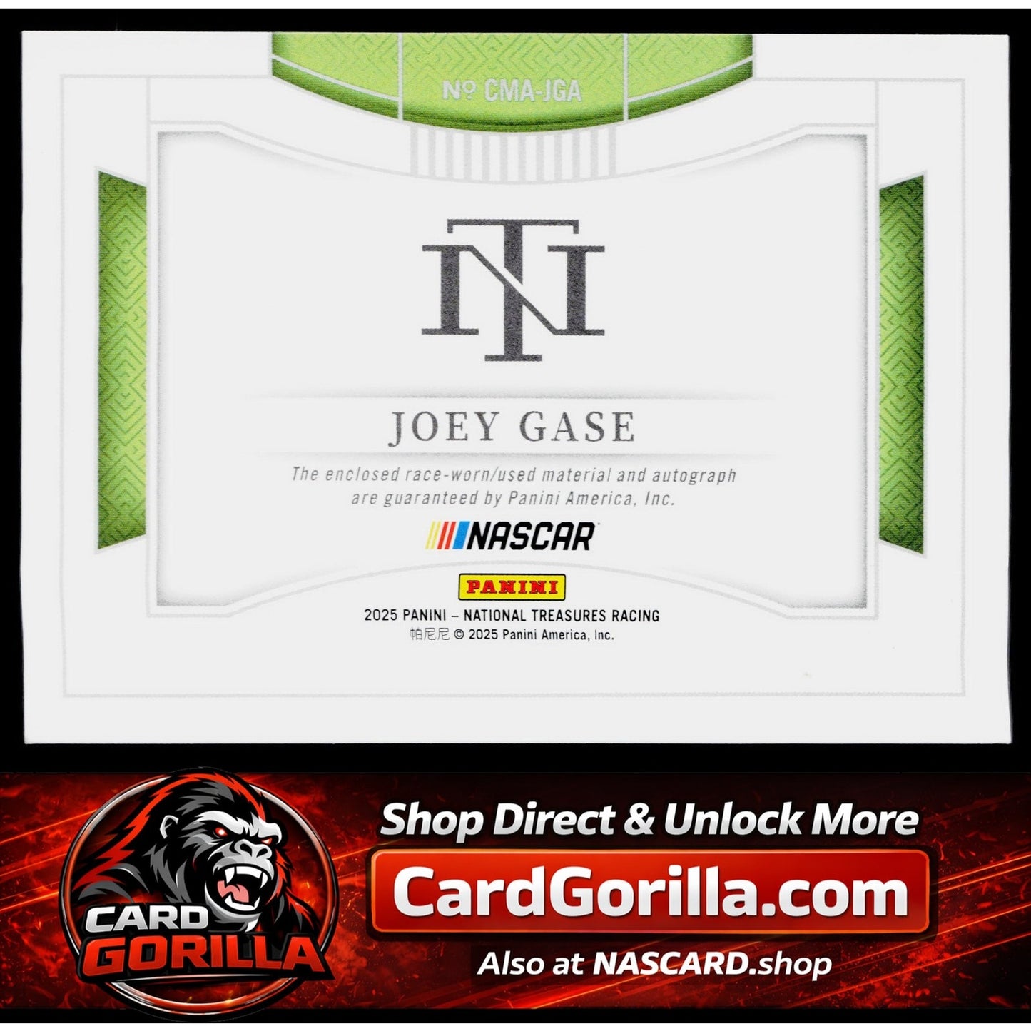 2025 Panini National Treasures #CMA-JGA Joey Gase Colossal Material Auto #/99