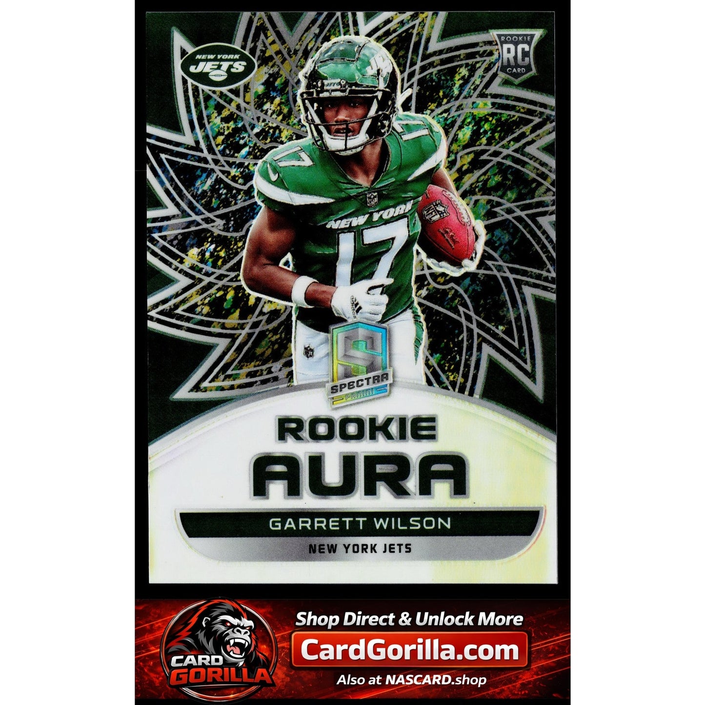 2022 Panini Spectra #AUR-GWI Garrett Wilson Rookie Aura Neon Splatter #/8