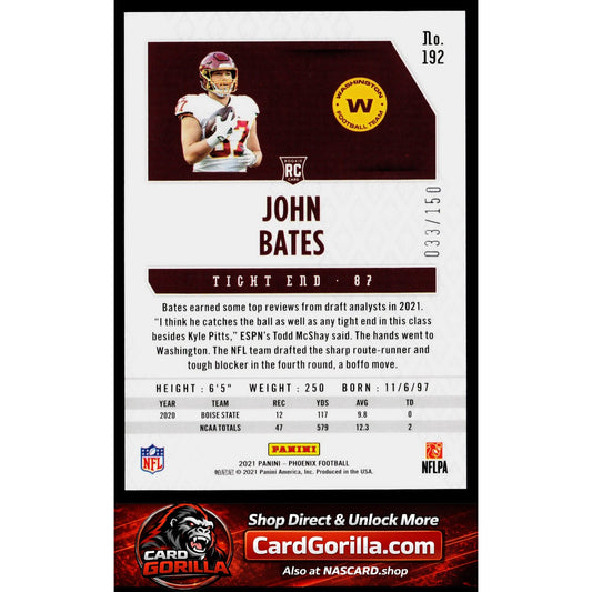 2021 Panini Phoenix #192 John Bates Teal #/150
