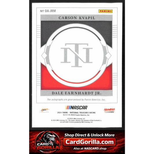2024 National Treasures Dale Earnhardt Jr Carson Kvapil Dual Autographs 01/25