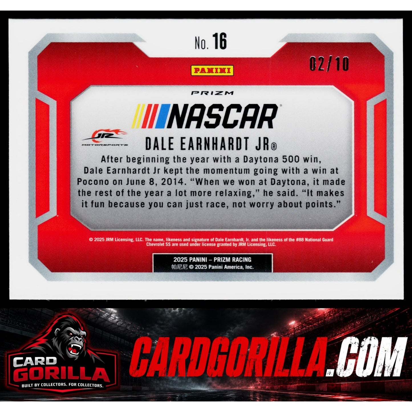 2025 Panini Prizm #16 Dale Earnhardt Jr Victory Lane Gold #/10