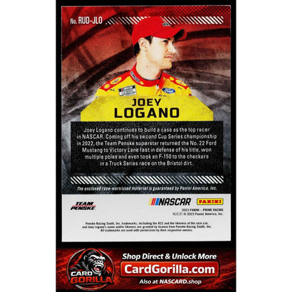 2023 Panini Prime #RUD-JLO Joey Logano Race Used Duals Firesuits #/99