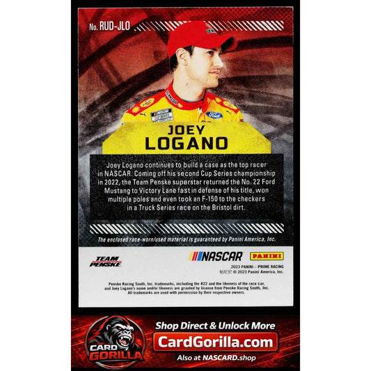 2023 Panini Prime #RUD-JLO Joey Logano Race Used Duals Firesuits #/99