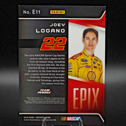 2016 Panini Certified - Epix Mirror Blue #E11 Joey Logano 30/50 - NASCARD.shop