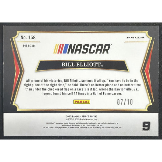 2024 Panini Select Nascar Bill Elliott #249 Gold Prizms 7/10 Trackside