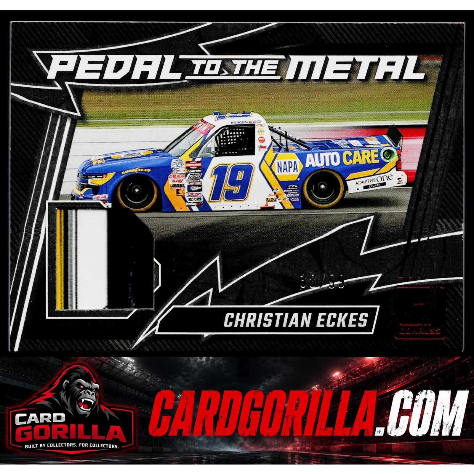 2025 Donruss #PM-CES Christian Eckes Pedal to the Metal Materials Red #/99